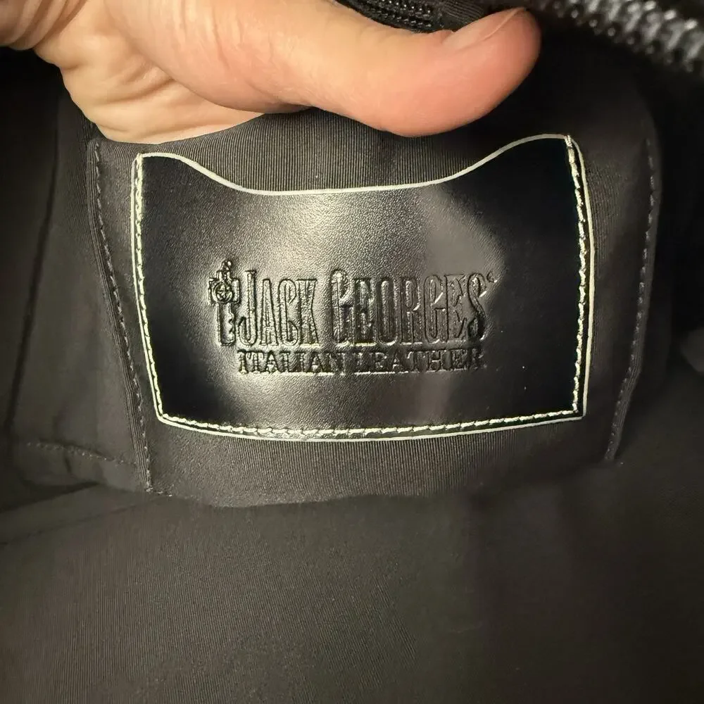 NWOT Jack Georges Italian Leather 3 Way‎ Tote Bag Travel Carry On Black Business